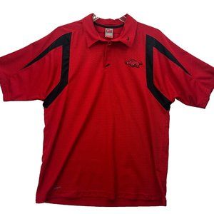 Vintage Arkansas Razorbacks Men's Shirt XL Logo Polo Fit Dry Nike Team Red Golf